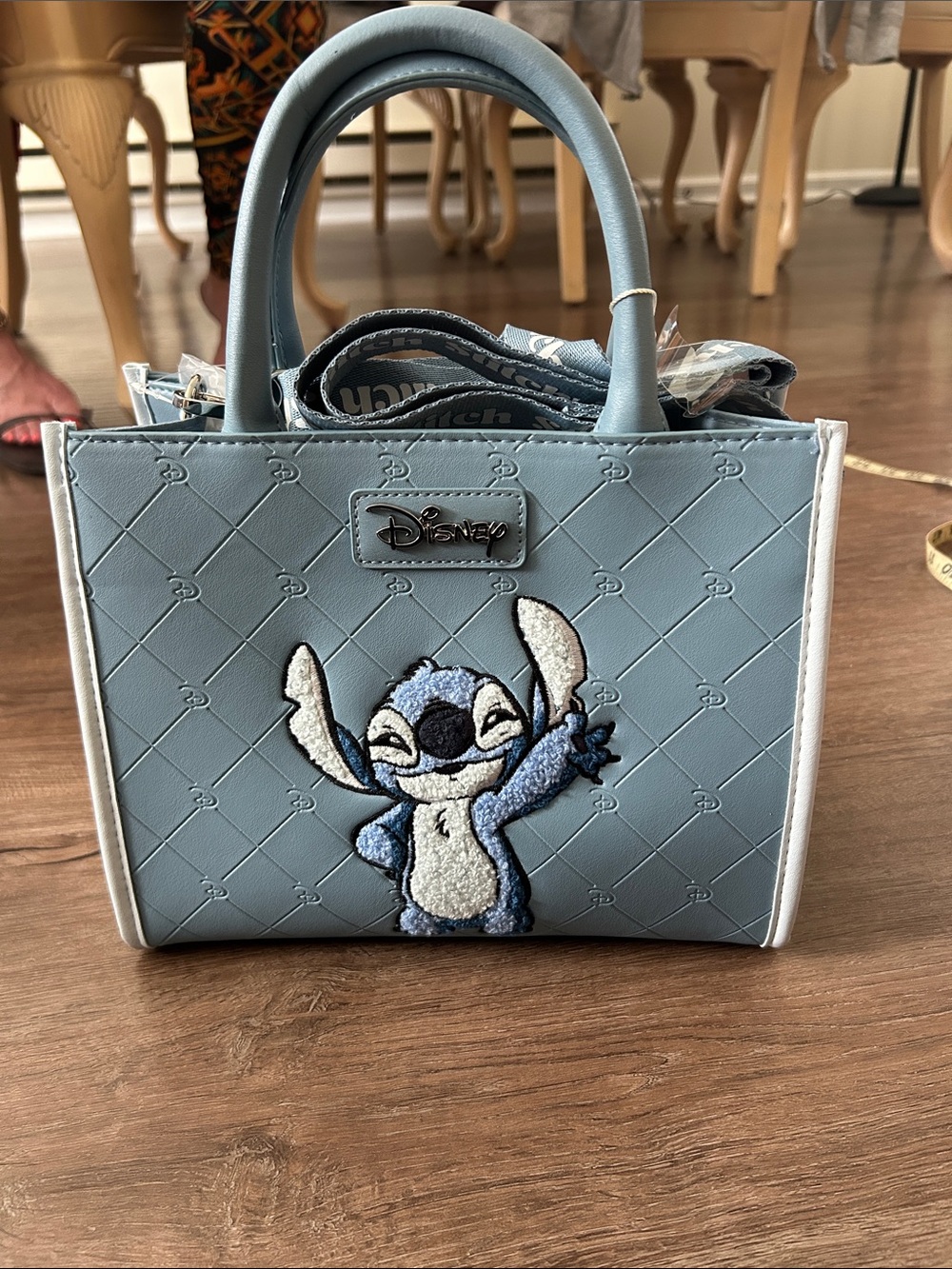 NWT Disney Light Blue Stitch Bag with White Trim
